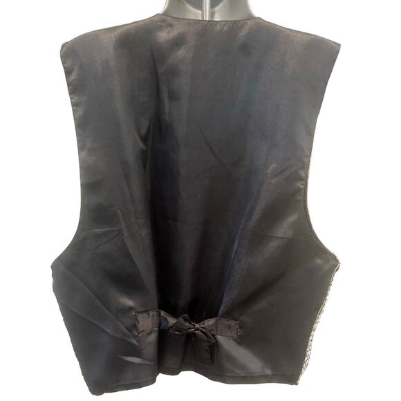 'AJ' India Vintage Silver Sequin/Black Silk Rayon Vest Women's Size Large - Picture 6 of 10